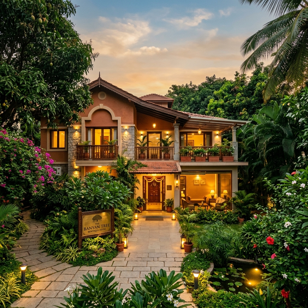 OKA Comforts property exterior surrounded by greenery