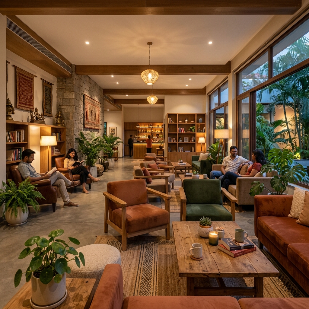 OKA Comforts common lounge area